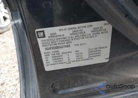 2009 Buick Enclave Cxl from USA, damaged, VIN 5GAEV23D69J215456